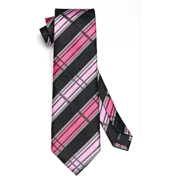 HISDERN Ties for Men Plaid Checkered Tie with Pocket Square Woven Business Formal Necktie Handkerchief Set Wedding Party