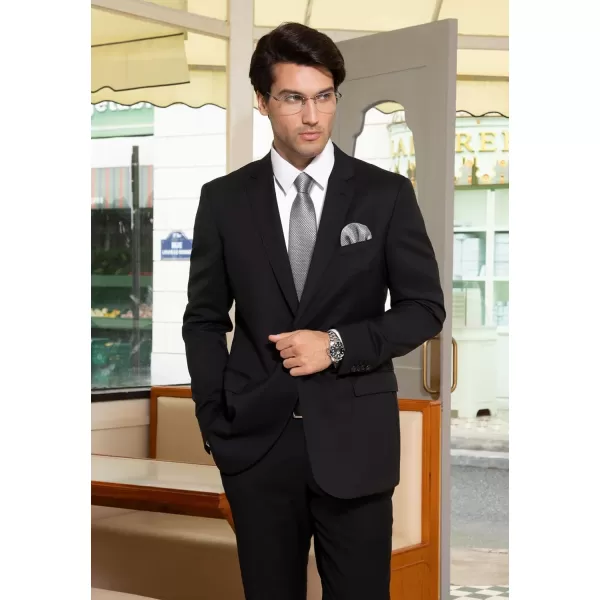 HISDERN Ties for Men Plaid Checkered Tie with Pocket Square Woven Business Formal Necktie Handkerchief Set Wedding Party