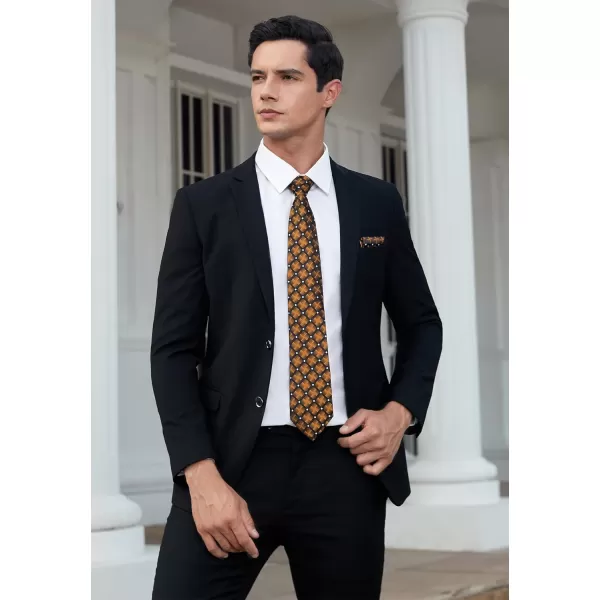 HISDERN Ties for Men Plaid Checkered Tie with Pocket Square Woven Business Formal Necktie Handkerchief Set Wedding Party