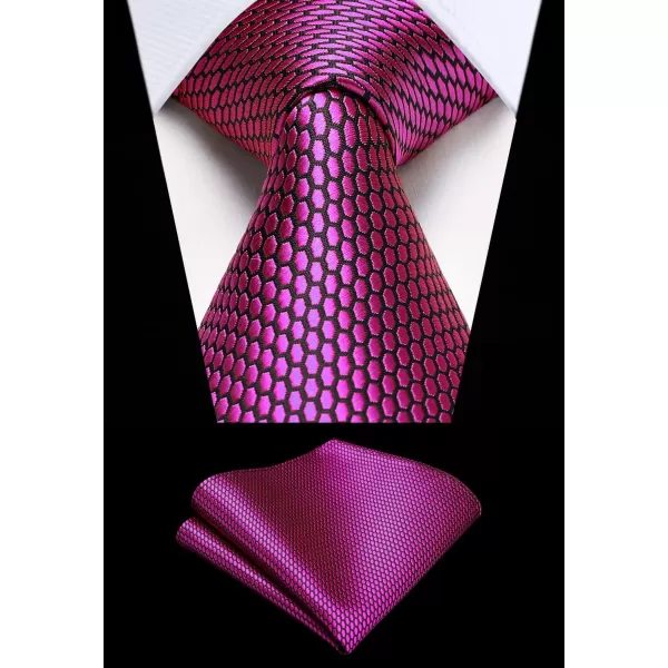 HISDERN Ties for Men Plaid Checkered Tie with Pocket Square Woven Business Formal Necktie Handkerchief Set Wedding Party
