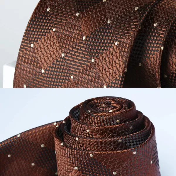 HISDERN Ties for Men Plaid Checkered Tie with Pocket Square Woven Business Formal Necktie Handkerchief Set Wedding Party