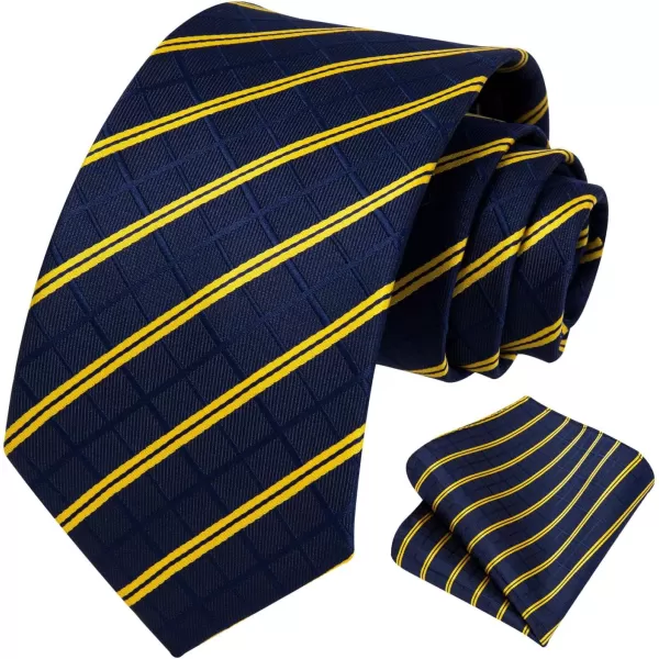 HISDERN Ties for Men Plaid Checkered Tie with Pocket Square Woven Business Formal Necktie Handkerchief Set Wedding Party