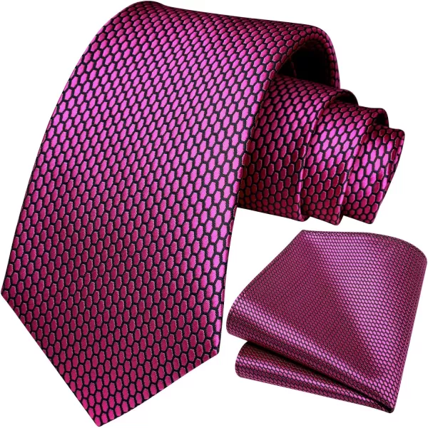 HISDERN Ties for Men Plaid Checkered Tie with Pocket Square Woven Business Formal Necktie Handkerchief Set Wedding Party