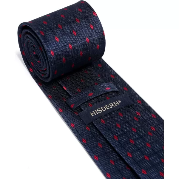 HISDERN Ties for Men Plaid Checkered Tie with Pocket Square Woven Business Formal Necktie Handkerchief Set Wedding Party