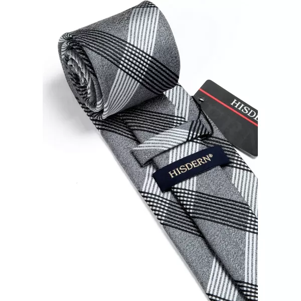 HISDERN Ties for Men Plaid Checkered Tie with Pocket Square Woven Business Formal Necktie Handkerchief Set Wedding Party