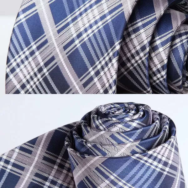 HISDERN Ties for Men Plaid Checkered Tie with Pocket Square Woven Business Formal Necktie Handkerchief Set Wedding Party