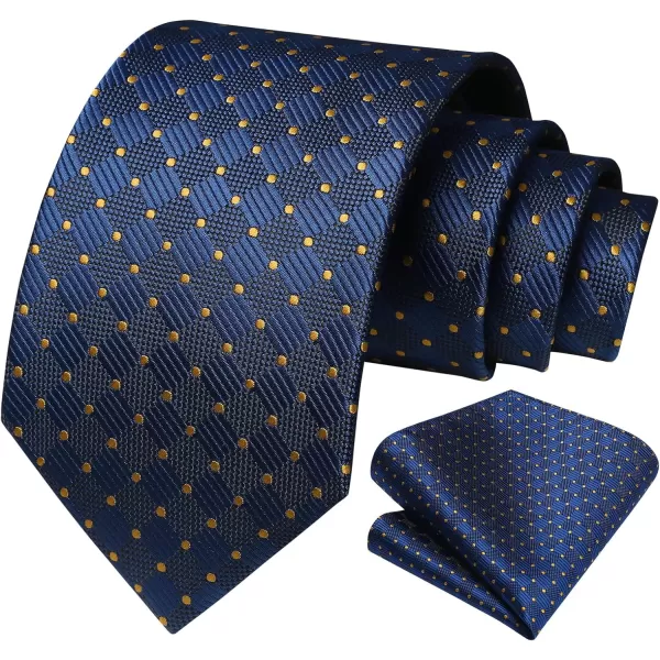 HISDERN Ties for Men Plaid Checkered Tie with Pocket Square Woven Business Formal Necktie Handkerchief Set Wedding Party