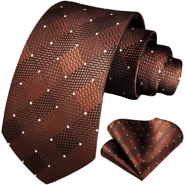 HISDERN Ties for Men Plaid Checkered Tie with Pocket Square Woven Business Formal Necktie Handkerchief Set Wedding Party