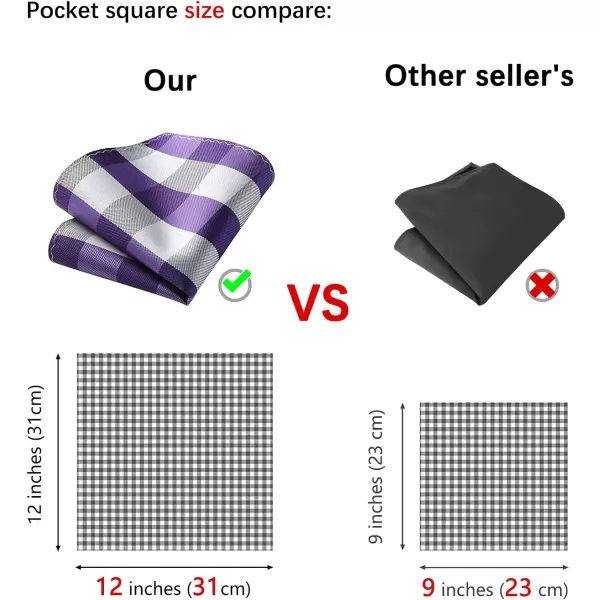 HISDERN Ties for Men Plaid Checkered Tie with Pocket Square Woven Business Formal Necktie Handkerchief Set Wedding Party