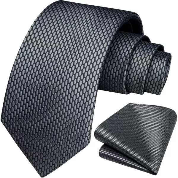 HISDERN Ties for Men Plaid Checkered Tie with Pocket Square Woven Business Formal Necktie Handkerchief Set Wedding Party
