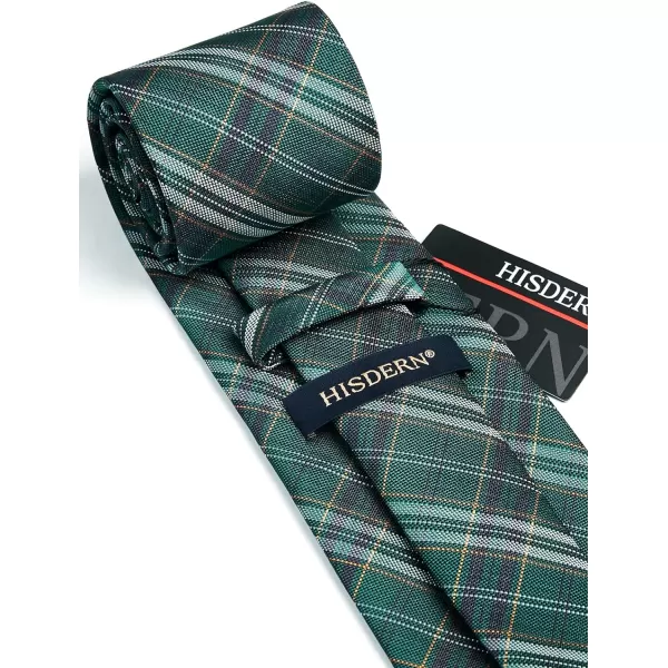 HISDERN Ties for Men Plaid Checkered Tie with Pocket Square Woven Business Formal Necktie Handkerchief Set Wedding Party