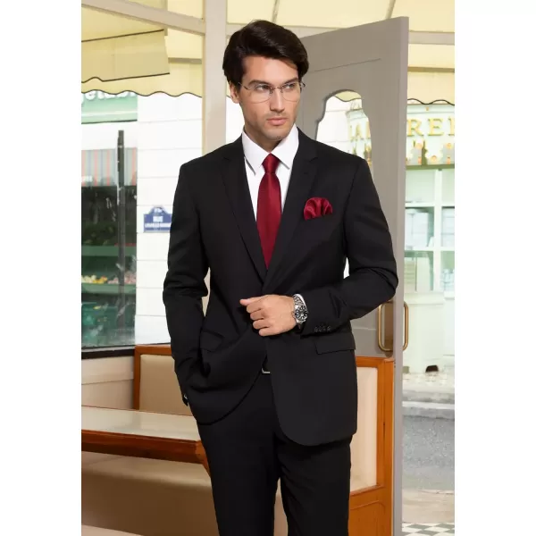 HISDERN Ties for Men Plaid Checkered Tie with Pocket Square Woven Business Formal Necktie Handkerchief Set Wedding Party