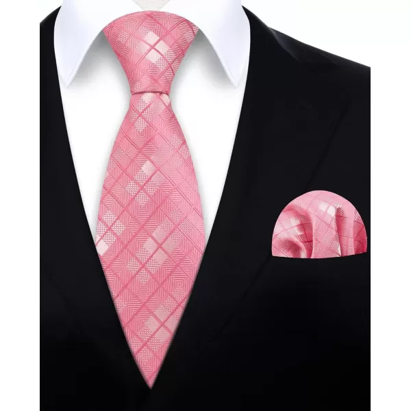 HISDERN Ties for Men Plaid Checkered Tie with Pocket Square Woven Business Formal Necktie Handkerchief Set Wedding Party