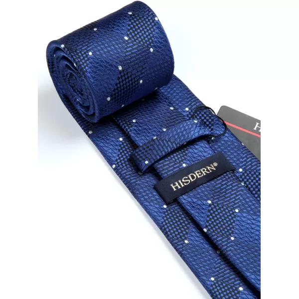 HISDERN Ties for Men Plaid Checkered Tie with Pocket Square Woven Business Formal Necktie Handkerchief Set Wedding Party