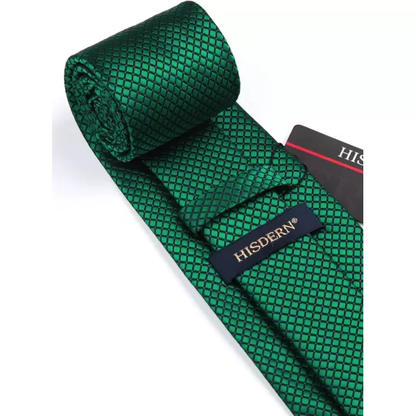 HISDERN Ties for Men Plaid Checkered Tie with Pocket Square Woven Business Formal Necktie Handkerchief Set Wedding Party