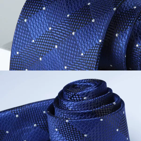 HISDERN Ties for Men Plaid Checkered Tie with Pocket Square Woven Business Formal Necktie Handkerchief Set Wedding Party