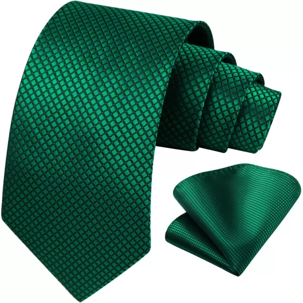 HISDERN Ties for Men Plaid Checkered Tie with Pocket Square Woven Business Formal Necktie Handkerchief Set Wedding Party