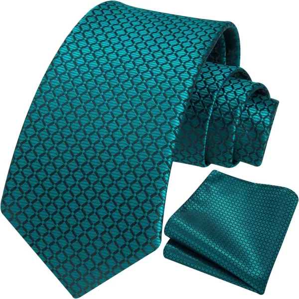 HISDERN Ties for Men Plaid Checkered Tie with Pocket Square Woven Business Formal Necktie Handkerchief Set Wedding Party