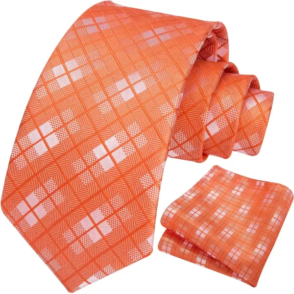 HISDERN Ties for Men Plaid Checkered Tie with Pocket Square Woven Business Formal Necktie Handkerchief Set Wedding Party