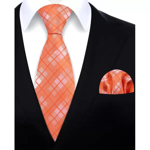 HISDERN Ties for Men Plaid Checkered Tie with Pocket Square Woven Business Formal Necktie Handkerchief Set Wedding Party