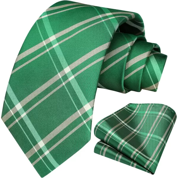 HISDERN Ties for Men Plaid Checkered Tie with Pocket Square Woven Business Formal Necktie Handkerchief Set Wedding Party