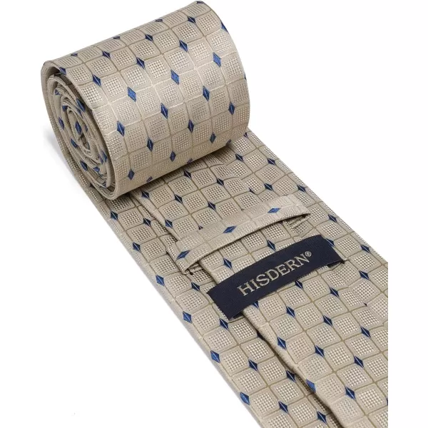 HISDERN Ties for Men Plaid Checkered Tie with Pocket Square Woven Business Formal Necktie Handkerchief Set Wedding Party