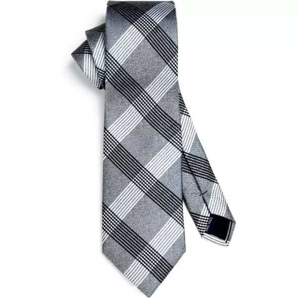 HISDERN Ties for Men Plaid Checkered Tie with Pocket Square Woven Business Formal Necktie Handkerchief Set Wedding Party