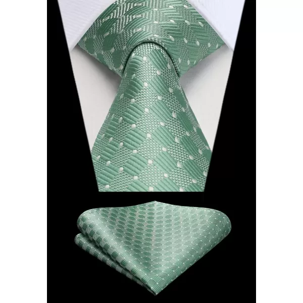 HISDERN Ties for Men Plaid Checkered Tie with Pocket Square Woven Business Formal Necktie Handkerchief Set Wedding Party