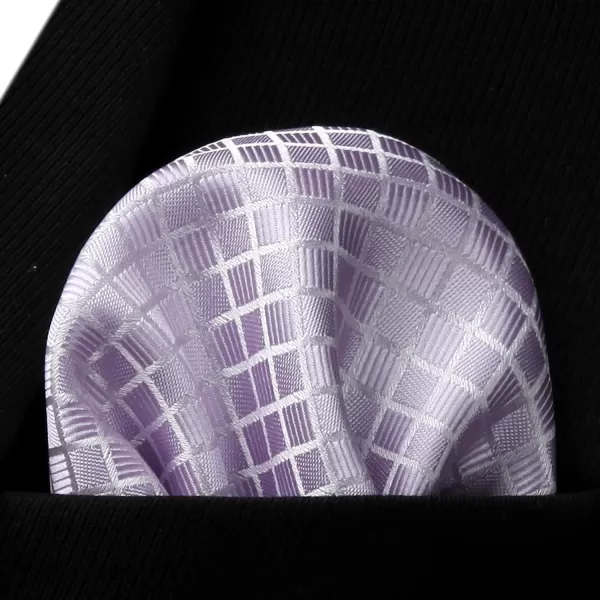 HISDERN Ties for Men Plaid Checkered Tie with Pocket Square Woven Business Formal Necktie Handkerchief Set Wedding Party