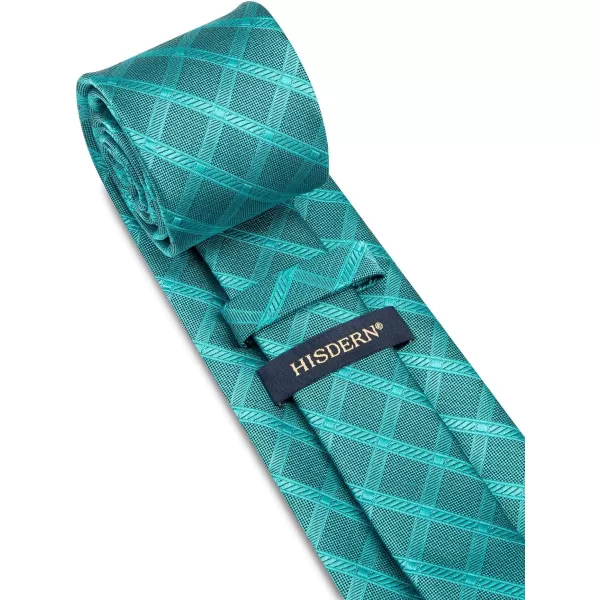 HISDERN Ties for Men Plaid Checkered Tie with Pocket Square Woven Business Formal Necktie Handkerchief Set Wedding Party