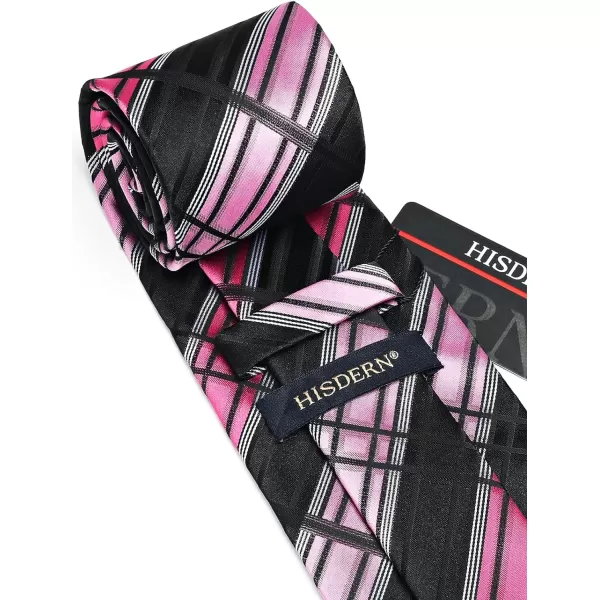 HISDERN Ties for Men Plaid Checkered Tie with Pocket Square Woven Business Formal Necktie Handkerchief Set Wedding Party