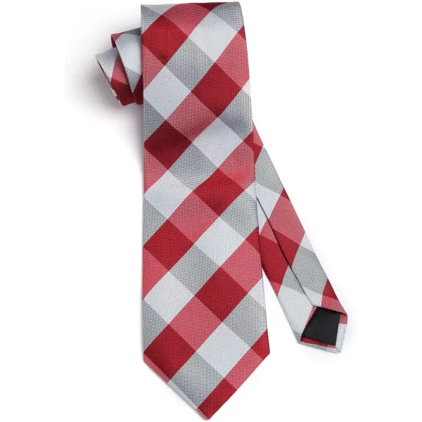 HISDERN Ties for Men Plaid Checkered Tie with Pocket Square Woven Business Formal Necktie Handkerchief Set Wedding Party