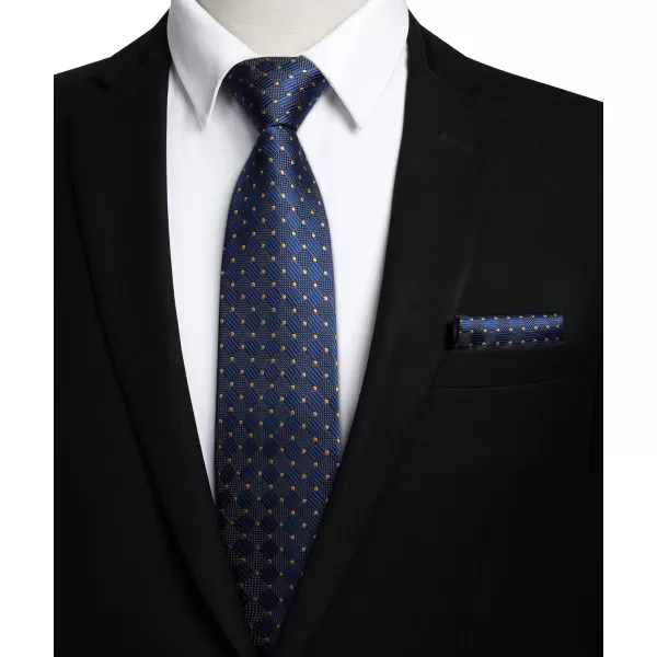 HISDERN Ties for Men Plaid Checkered Tie with Pocket Square Woven Business Formal Necktie Handkerchief Set Wedding Party