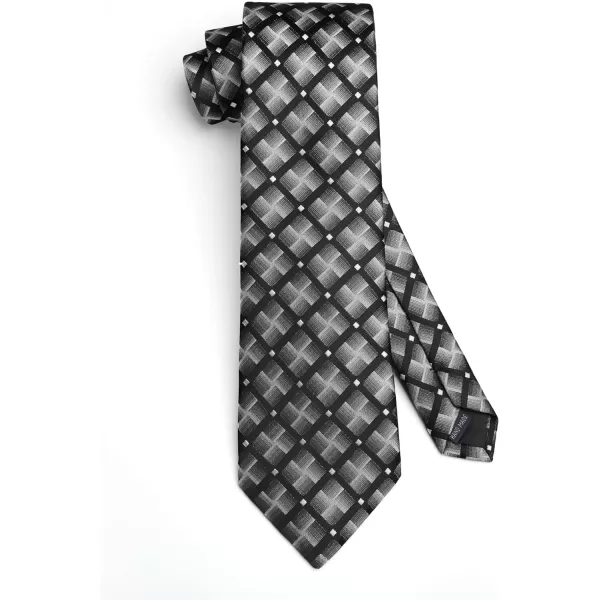 HISDERN Ties for Men Plaid Checkered Tie with Pocket Square Woven Business Formal Necktie Handkerchief Set Wedding Party