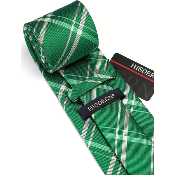 HISDERN Ties for Men Plaid Checkered Tie with Pocket Square Woven Business Formal Necktie Handkerchief Set Wedding Party