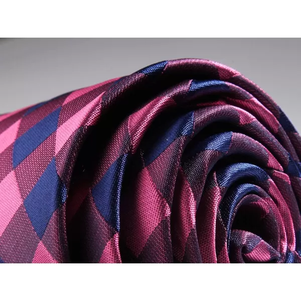 HISDERN Ties for Men Plaid Checkered Tie with Pocket Square Woven Business Formal Necktie Handkerchief Set Wedding Party