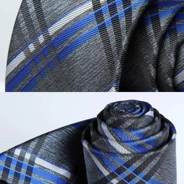 HISDERN Ties for Men Plaid Checkered Tie with Pocket Square Woven Business Formal Necktie Handkerchief Set Wedding Party