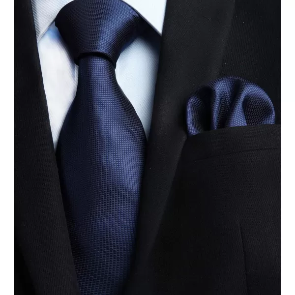 HISDERN Ties for Men Plaid Checkered Tie with Pocket Square Woven Business Formal Necktie Handkerchief Set Wedding Party