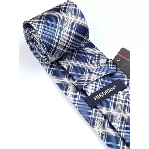 HISDERN Ties for Men Plaid Checkered Tie with Pocket Square Woven Business Formal Necktie Handkerchief Set Wedding Party