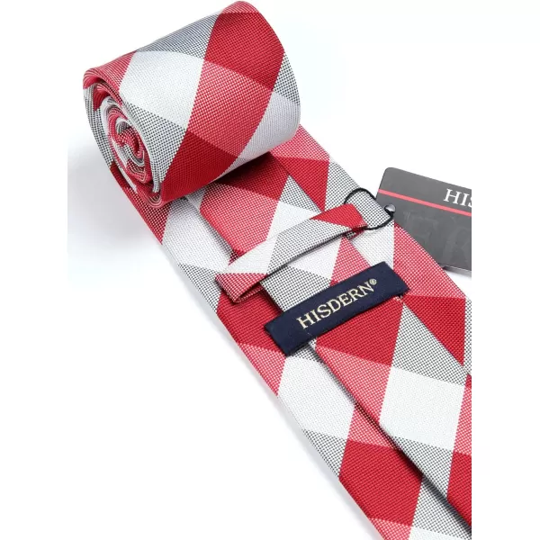 HISDERN Ties for Men Plaid Checkered Tie with Pocket Square Woven Business Formal Necktie Handkerchief Set Wedding Party