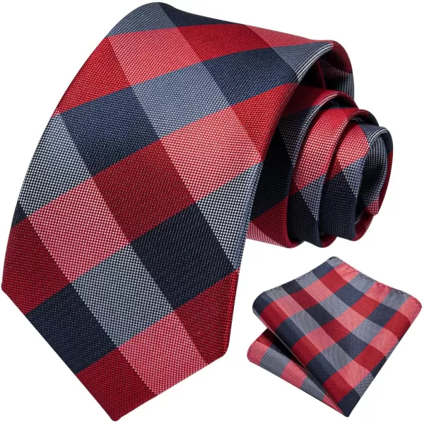 HISDERN Ties for Men Plaid Checkered Tie with Pocket Square Woven Business Formal Necktie Handkerchief Set Wedding Party