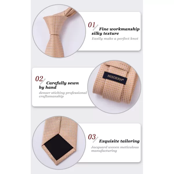 HISDERN Ties for Men Polka Dot Tie Handkerchief Set Classic Woven Silk Business Solid Mens Ties Necktie Wedding Party