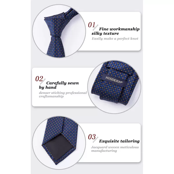 HISDERN Ties for Men Polka Dot Tie Handkerchief Set Classic Woven Silk Business Solid Mens Ties Necktie Wedding Party