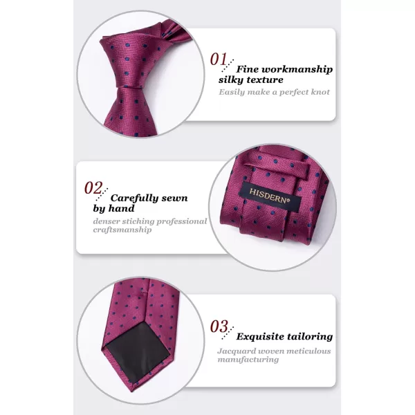 HISDERN Ties for Men Polka Dot Tie Handkerchief Set Classic Woven Silk Business Solid Mens Ties Necktie Wedding Party