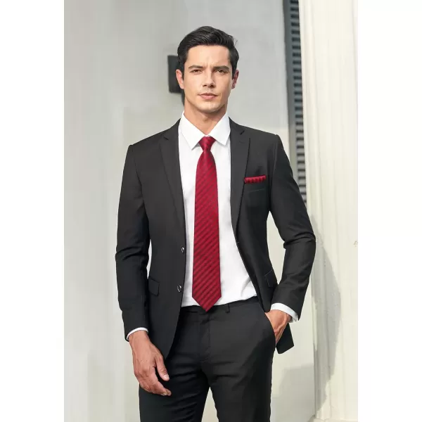 HISDERN Ties for Men Polka Dot Tie Handkerchief Set Classic Woven Silk Business Solid Mens Ties Necktie Wedding Party