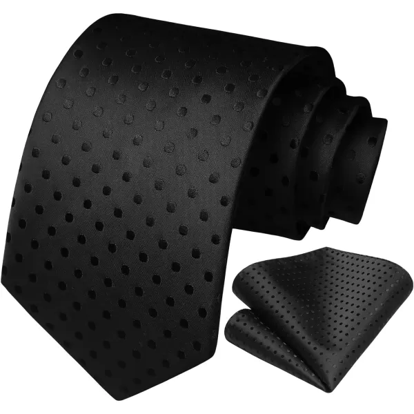 HISDERN Ties for Men Polka Dot Tie Handkerchief Set Classic Woven Silk Business Solid Mens Ties Necktie Wedding Party