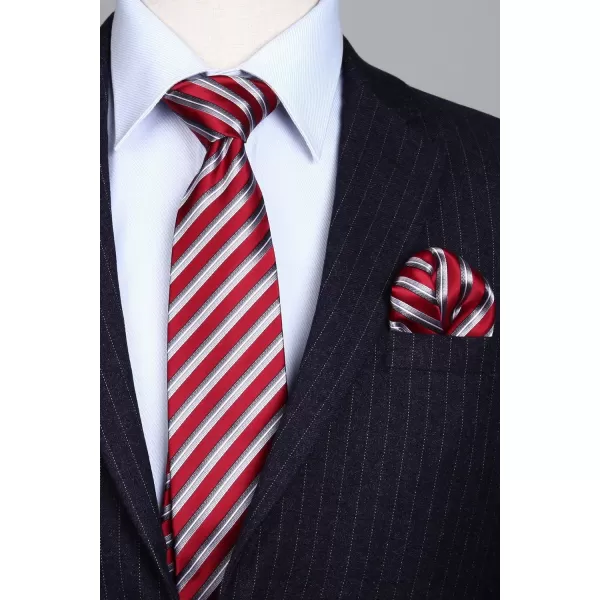 HISDERN Ties for Men Silk Extra Long Tie and Pocket Square Classic Plaid Checkered 63 inches Men's Neckties Business