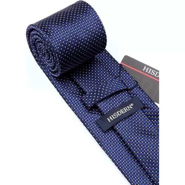 HISDERN Ties for Men Silk Extra Long Tie and Pocket Square Classic Plaid Checkered 63 inches Men's Neckties Business