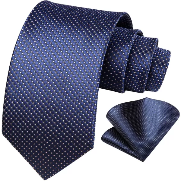 HISDERN Ties for Men Silk Extra Long Tie and Pocket Square Classic Plaid Checkered 63 inches Men's Neckties Business