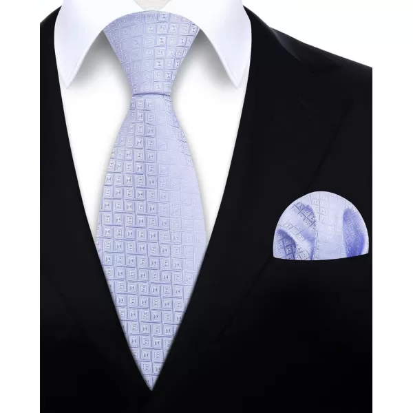 HISDERN Ties for Men Silk Extra Long Tie and Pocket Square Classic Plaid Checkered 63 inches Men's Neckties Business